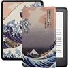 NAWVNMI Custodia per KindleCustodia Stampata Compatibile con L'E-Reader Kindle Voyage di Amazon, Custodia Protettiva Rigida per Voyage 2014, Modello No.Nm460Gz, Waves, Kindle Voyage