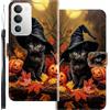 WUACYEAMING Custodia Compatibile con Oppo Realme 16x,con Slot Carte PU Pelle Portafoglio Libro Case Antiurto Bumper Motivo Magnetica Flip Protettiva Resistente Gatto di zucca