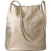 Woodland Leathers Borse a mano Hobo a secchiello da donna in pelle vegana di medie dimensioni - Elegante borsa nera con cinghie lunghe, borse eleganti da donna firmate elegantemente spaziose (Oro)
