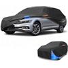 Partuto Telo copriauto universale impermeabile per tutte le stagioni con cerniera laterale destra, poliestere 190T, nero e blu, adatto per station wagon di lunghezza da 177 a 190.