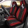Generic Motivo in Pelle Rossa E Nera A Forma di Cavallo Set di 2 Coprisedili per Sedili Anteriori Lavabile Coprisedili Auto Anteriore Antiscivolo Coprisedile Decorativi per Car Universale per Sedan Furgoni