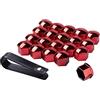 JSCARLIFE 20 tappi per dadi della ruota, copridadi universali per pneumatici, con strumento di rimozione per auto (rosso, 19 mm)