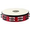 Meinl Percussion TAH2BK-R-TF - Tamburello in legno con testa di pelle e 2 fila di sonagli d'acciaio nel telaio, diametro: 25,40 cm (10''), colore rosso