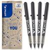 PILOT - Set di 4 V-Ball 05 - Penne Roller con Inchiostro Liquido - Punta Conica Fine per una Scrittura Fluida e Precisa - Asciugatura rapida - Nero - Punta Fine
