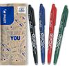 PILOT, Frixion Ball Set Da 4, Penna Cancellabile Al Calore Con Inchiostro Termosensibile, Penna Roller Ricaricabile con Gommino Integrato, Colore Nero, Blu, Rosso e Verde, Tratto Medio