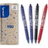 PILOT - Set di 4 FriXion Ball Clicker 07 - Penna Cancellabile Termosensibile - Penna roller Retrattile e Ricaricabile - 2 Blu, 1 Nero, 1 Rosso - Punta Media