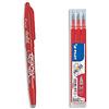 PILOT - Confezione da 1 Frixion Ball + 1 set di 3 ricariche - Penna cancellabile con inchiostro termosensibile - Penna roller ricaricabile realizzata in plastica riciclata - Rosso - Punta media