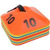 MOBUTOFU 10 Pezzi Dischi Quadrati per Allenamento Sportivo in PE Bordi a Fiore, Numerazione Chiara da 1 a 10, Leggeri per Esercizi di Agilità Calcio e Basket