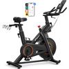 MERACH Cyclette, bicicletta con resistenza magnetica, silenziosa, con volano da 18 kg, ammortizzante, sella per cuscino d'aria, per interni con applicazione propria, fino a 158 kg