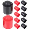 BESPORTBLE 12 Pezzi Tappo di Protezione per Stecca da Biliardo, Cappuccio Terminale in Gomma Rosso e Nero, per Stecca e Cue Stick, Allenamento Professionale e Tavoli Domestici