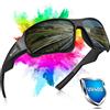 HONGYEA Occhiali da sole sportivi per uomo e donna, per corsa, guida, pesca, ciclismo, golf, protezione UV, montatura TR90 (nero)