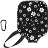 YQxwJL Copertura in neoprene per pickleball con stampa floreale in bianco e nero, manica protettiva con cerniera e tasca in rete e moschettone