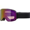 ALPINA Slope Q-Lite - Occhiali da sci eleganti per uomo e donna, anti-appannamento, efficace circolazione dell'aria, lenti a specchio, nero opaco/rosso