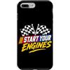 Funny Car Racing Gifts Racing Fans Car E Custodia per iPhone 7 Plus/8 Plus Start Your Engines Bandiera a scacchi Car Racing Motorsport