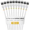 StarTech Cavo Ethernet Cat6A Ultra Slim Bianco 15cm, Snagless, FTP, Rame Puro, Patch di Rete RJ45 Ultra Sottile 34 AWG, Testati Singolarmente, Confezione da 10