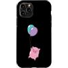 Pig piglet sow grunt animal creature nat Custodia per iPhone 11 Pro Piggy Mosche con Palloncini