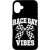 Funny Car Racing Gifts Racing Fans Car E Custodia per iPhone 16 Plus Race Day Vibes Auto Racing Fans Bandiera a scacchi Motorsport