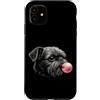 Vintage Dog Bubblegum Aesthetic Style Ar Custodia per iPhone 11 Petit Brabancon, gomma da masticare rosa, per adorabili amanti dei cani, da donna