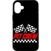 Funny Car Racing Gifts Racing Fans Car E Custodia per iPhone 16 Plus Pit Crew - Bandiera rossa a scacchi, per i membri del team