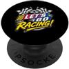 Funny Car Racing Gifts Racing Fans Car E Let's Go Racing Bandiera a scacchi Motorsport Auto Racing Fan PopSockets PopGrip Adesivo
