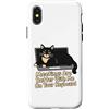 Cat Keyboard Meeting Humor Custodia per iPhone X/XS Le riunioni con i gatti sono migliori con me sulla tastiera