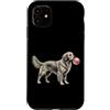 Vintage Retriever Bubblegum Aesthetic St Custodia per iPhone 11 Golden Retriever, gomma da masticare rosa con simpatica grafica per amanti dei cani