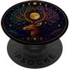 Mystic Woodland Galaxy Wildlife Designs Celeste Cervo Antler Albero Luna Piena Stelle PopSockets PopGrip Adesivo