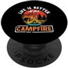 Funny Camping Outdoors & RV Life Apparel La vita è migliore al camper retrò del falò PopSockets PopGrip Adesivo