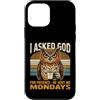 Monday Owl Christian Coffee Humor Custodia per iPhone 12 mini Ho chiesto a Dio per pazienza mi ha mandato lunedì gufo
