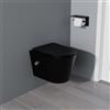 Yishang WC doccia Taharet con ugello integrato, Tornado, WC da parete senza bordo con funzione bidet, WC sospeso con nano-rivestimento, sedile WC con abbassamento automatico, isolamento acustico, nero