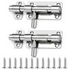 URMONA 2 Chiavistelli Acciaio Inox 4 Pollici, Serratura Porta Cancelli | Con viti incluse, blocco sicuro, finitura antiruggine, scorrimento fluido, porte, finestre, armadi, cancelli casa (Argento)
