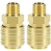 QWORK® Kit di 2 attacchi rapidi per aria compressa in ottone Euro NW 7.2 - Filettatura maschio BSP da 1/4 per compressori