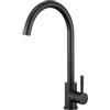 BONADE Rubinetto da cucina nero, rubinetto da cucina in acciaio inox, girevole a 360°, miscelatore da cucina, ad alta pressione con beccuccio alto, adatto per lavello