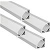 JANDEI - 4 Profili in Alluminio da 1 Metro, a V per l'Installazione di Strisce LED in Angoli a 90°, Diffusore Semitrasparente, Tappi Terminali e Clip di Montaggio. Misure: 18,2 mm x 18,2 mm x 1 m