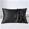 THXSILK 22 Momme Cuscini di Seta per Capelli e Cute - Cuscini di Seta maulbeer - hypoall ergen con Cerniera nascoste - Pure Seta su entrambe Le Parti, Seta, Nero, 40 * 60cm