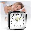 VFANDV Sveglia Analogica, Sveglia al Quarzo Analogica Senza Ticchettio Sveglie da Comodino Analogica con Funzione Luce e Snooze Orologio da Tavolo Allarme Portatile per la Casa e L'ufficio