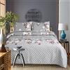 Hadi London 3 copriletti trapuntati patchwork con 2 federe, stampa floreale reversibile, trapunta leggera e confortevole, per letti matrimoniali e king size 220 x 240 cm, 30 disegni unici (MILAN-123)