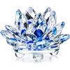 Likxin Cristallo di Quarzo fine Fiore di Loto Pietre Naturali e minerali, Lotus Crystal Fine Quarzo Cristallo Loto Fiore, Feng Shui Sfera Cristalli Fiori per Souvenir di Nozze (Blu)
