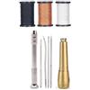 Generic Kit di riparazione per pelle, 9 pezzi, con 4 aghi e filo di nylon in 3 colori, punteruolo da cucito per scarpe, borse, tappezzeria e fai da te, include 2 manici