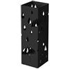 SONGMICS Porta Ombrelli in Metallo, Contenitore per Ombrelli con Vaschetta Scolapioggia e 4 Gancetti, 15,5 x 15,5 x 49 cm, Nero LUC49B