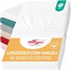 Darymex Lenzuolo con Angoli - 140 x 200 cm - Lenzuolo Elasticizzato in Raso di Cotone - Liscio - Lucido - per Materassi fino a 20 cm - Bianco