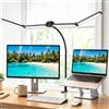 BrightWish 100cm Lampada da Scrivania a LED 4 Testine Regolabile 360° Nera | 1800LM Luce Scrivania con Morsetto, 4 Modalità Colore 3 Livelli Luminosità, 15W Luce per Monitor, Ufficio, Studio, Lettura