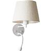 B·LED BARCELONA LED BARCELONA LED Applique da Parete per Lettura MAR II con Attacco E27 e Faretto LED Flessibile 3W 2400K Luce Calda, Lampada da Comodino a Parete con Paralume in Tessuto, Doppio Interruttore