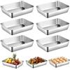 Behogan Set di 6 vaschette in acciaio inox, rettangolari, 25,5 x 20 x 5,5 cm, versatili, per impanare, ciotola rettangolare per pesce, carne e verdure