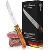Schwertkrone Solingen Coltello da Bistecca in Legno d'Ulivo - Lama Seghettato - Coltello da Tavola - Elegante coltello multiuso per carne, pizza, ecc.