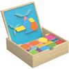 Peosaard Tangram Magnetici, Puzzle Magnetico a 108 Modi e 30 Scene Focus e Pensiero Divertenti Giocattoli Montessori in Legno per Ragazzi, Ragazze 3-12 Anni, Tangram