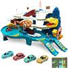 RedCrab Dinosaur Pista Macchinine Giocattolo, Dinosauri Piste Macchinine per Bambini con 4 Macchinine da 3 a 14 Anni, Regalo di Compleanno per Ragazzi e Ragazze