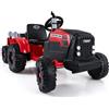 RELAX4LIFE Trattore Elettrico a Batteria 24V con Rimorchio Staccabile, Controllo Remoto, Porta USB, Connessione Wireless e Luci LED, Veicolo a 3 Velocità per Bambini dai 3 agli 8 Anni (ROSSO)