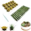 PYSEOSISE Ciuffi d'Erba Statica, Ciuffi d'Erba Statici Artificiali, 104 Ciuffi d'Erba per Modellismo e 15 Mini Ciuffi di Fiori per Diorami Fai da Te Decorazioni in Miniatura