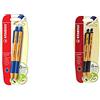 Stabilo pointball Penna a sfera a scatto colore Blu - Blister da 2, 2 Pezzi & pointball Penna a sfera a scatto colore Nero - Blister da 2